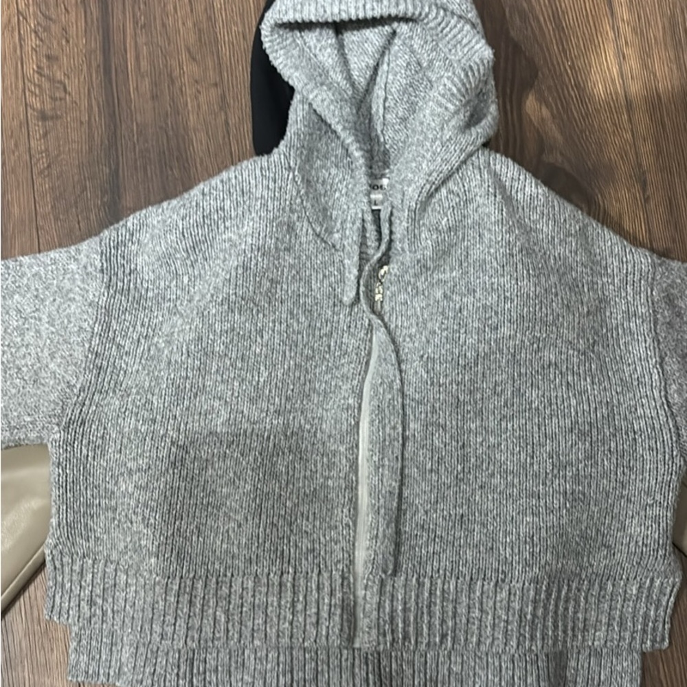 Cozy Gray Hooded Knit Sweater